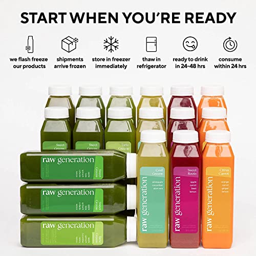 Raw Generation Cold Pressed Juice Variety Pack (Best Sellers Pack) - 100% Plant Based Juice Delivered To Your Door - Boost Your Immune System, Increase Your Energy (30 Pack) #TOP3
