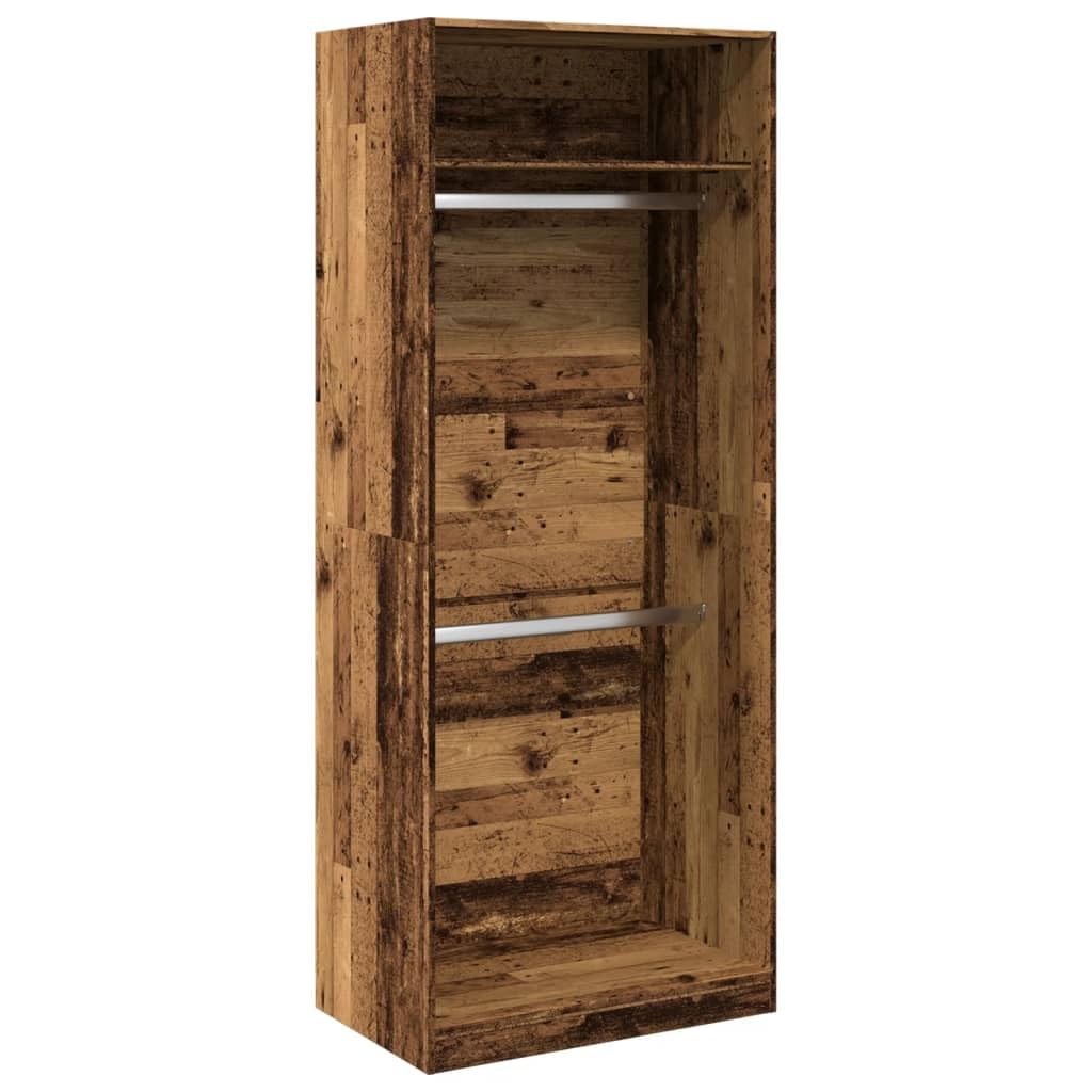 vidaXL Wardrobe, Closet for Bedroom, Clothes Storage Organiser with Hanger Bar, Clothes Cupboard, Armoire, Modern Style, Old Wood Engineered Wood