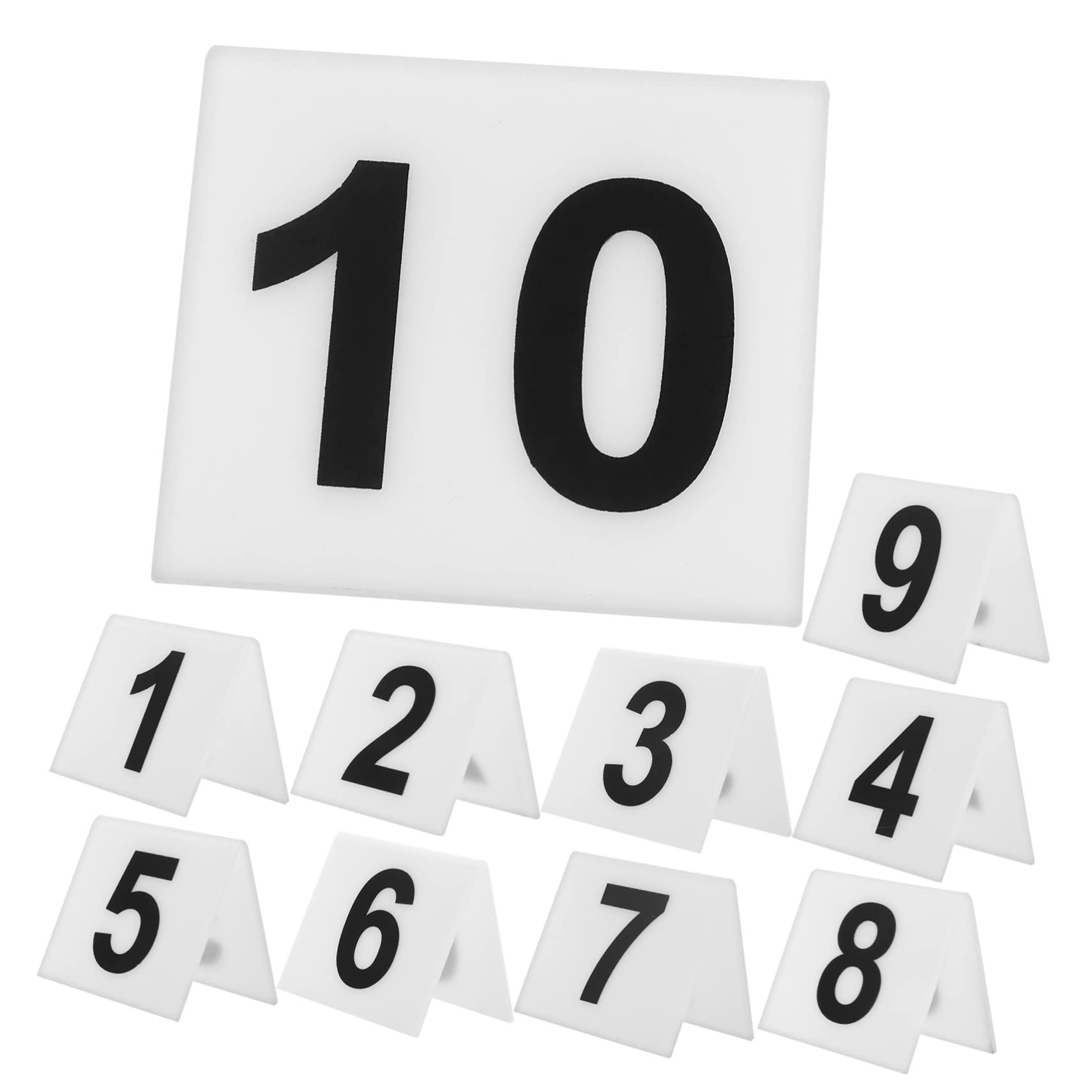 Cabilock 10Pcs Double Sided Acrylic Table Number Markers Reusable Shaped Number Signs for Restaurants Events and Game Markers and Easy to Read Design