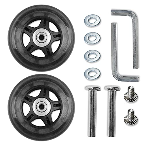 Outher Kit Ruote Di Ricambio Per Valigie E Bagagli - Diametro 8,9 Cm - Silenziose, Gomma Resistente Con Bulloni E Assi
