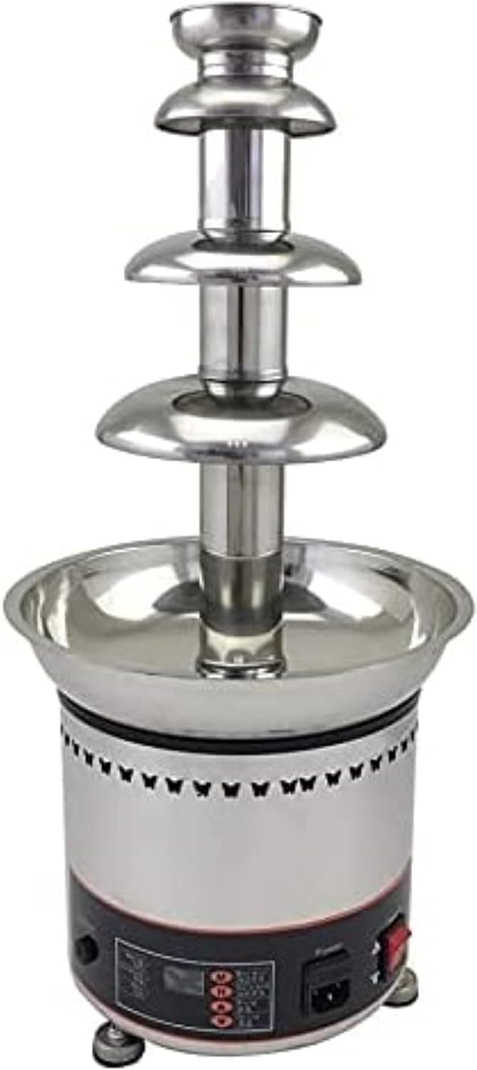 ASerZenith Chocolate Fondue Fountain, 4-Tier Chocolate Fountain Commercial Machine Stainless Steel Melting Chocolate Waterfall Fondue For Party Wedding Buffet Equipment