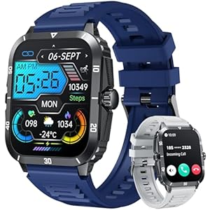 Smartwatch Armbanduhr Fitnessuhr Sportuhr Wasserdicht: 2,0″ Touchscreen Herren Uhr mit Blutdruckmessung Schrittzähler Sport Fitness Tracker Herzfrequenz Telefonfunktion Uhren Kompatibel Android iOS