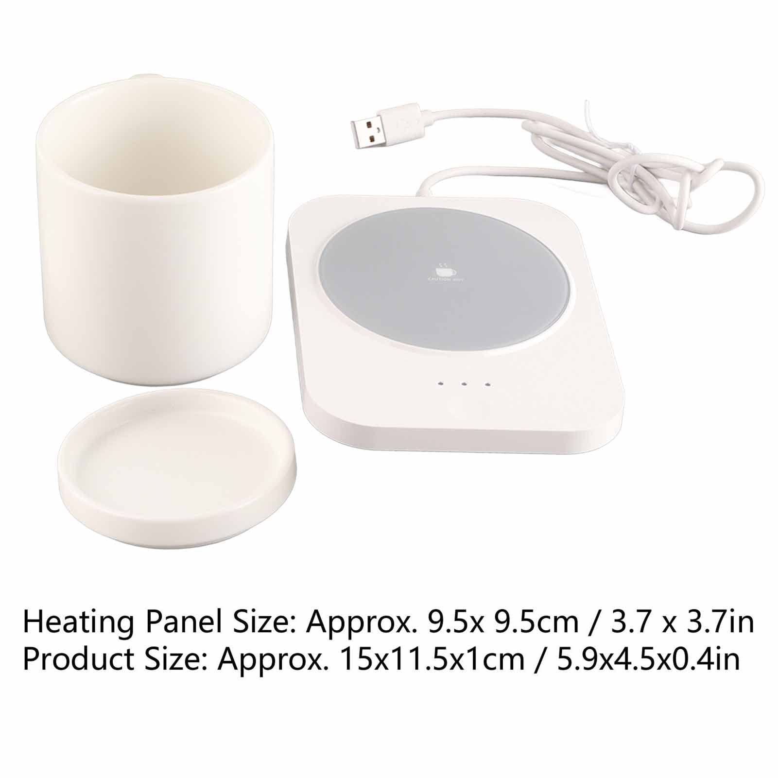 Scaldatazze Alimentato Tramite USB da 55 ℃ - Scaldatazze Per Latte con 3 Impostazioni di Temperatura, Ideale Per Scrivanie di Casa E Ufficio(Bianco)