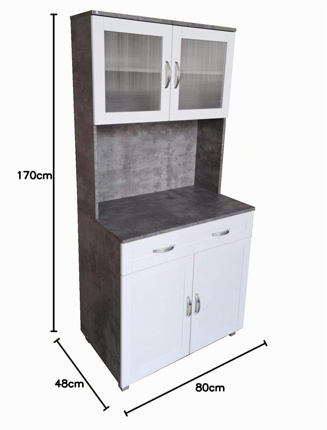 Küchenbuffet Blanca Küchenschrank Hochschrank Beton Weiß