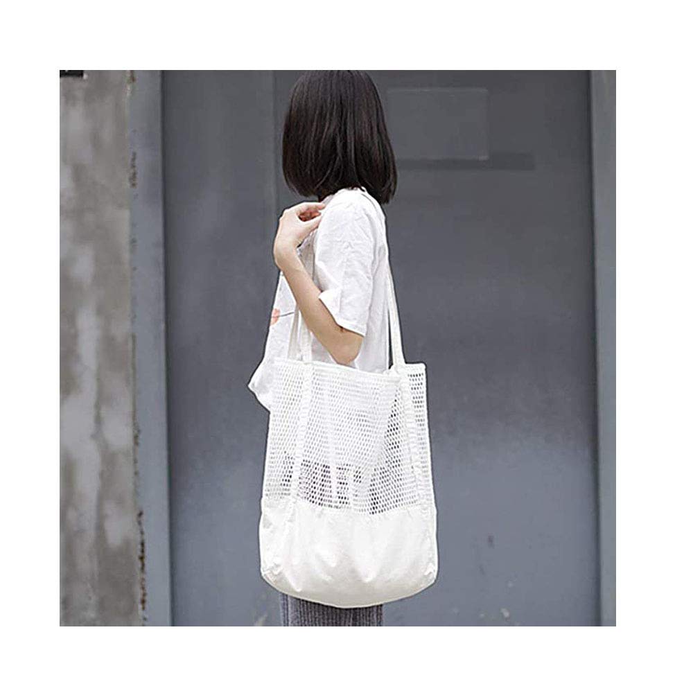 Sac en toile REYG à bandoulière blanc grand format 34x40x35 cm pour femme