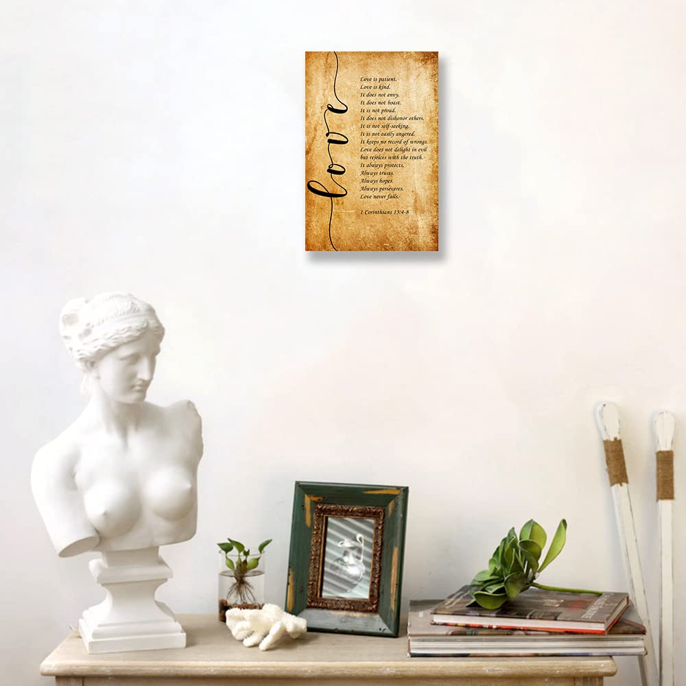 Stampa Su Tela Incorniciata 40x61 Cm – Poster Biblico 'Love Is Patient Love Is Kind' – Decorazione Murale Ispirazionale