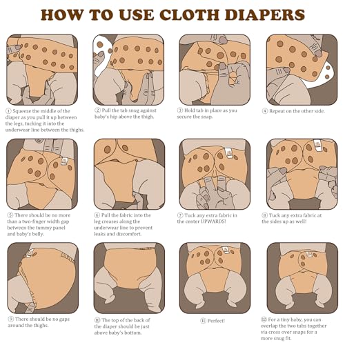 Mama Koala 3.0 Cloth Diapers for Babies with AWJ Lining, 6 Pack with 6 Natural Cloth Diaper Inserts - Reusable and Washable Pocket Diapers (Light Lavender)