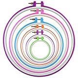 Pistha 6 Pieces Embroidery Hoops Cross Stitch Hoop Ring Plastic Embroidery Circle Set Quilting Needlecraft Tools Kit in 6 Different Size 3.7 inch to 11 inch Multicolor for DIY Art Craft
