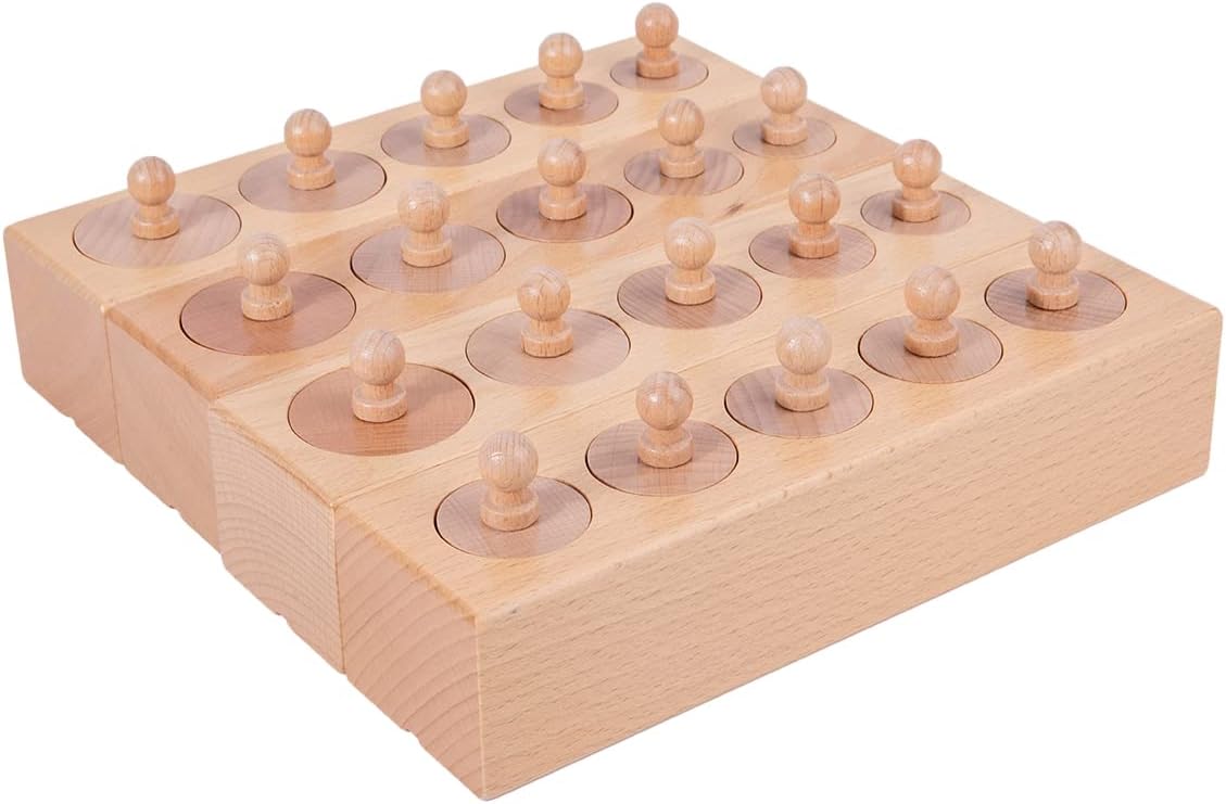 Adena MontessoriKnobbed Cylinders Blocks Home Preschool Toys (Primary Color Knobbed Cylinders)