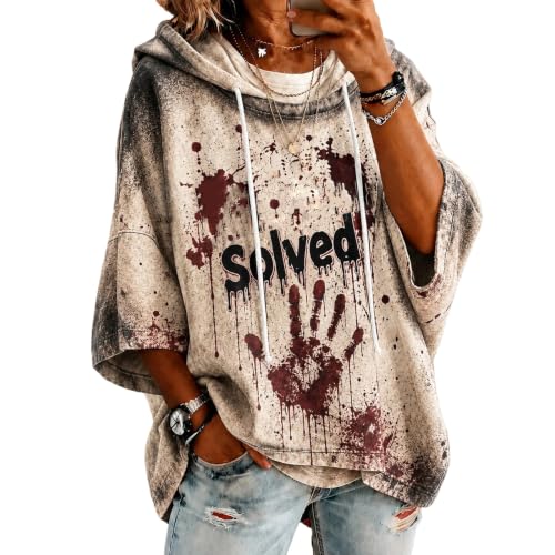 Halloween Hoodie for Women Hooded 3/4 Sleeve Graphic Oversized Sweatshirts - image 1
