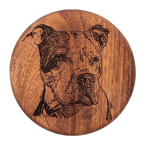 The Maryam Crafts Personalisierte hölzerne Haustier-Gedenkurne für Hunde, Katzen oder Rabbies – Individuelle Foto-Gravierte Haustierurne, braun, zylindrische Urne, 30,5 Kubikzoll