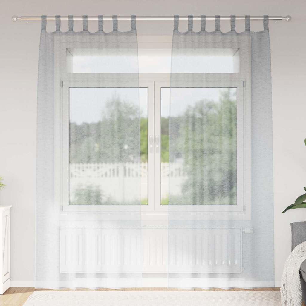 Set di 2 tende in voile grigio scuro, 260 x 140 cm, poliestere, trasparenti, per soggiorno, camera da letto, ufficio, protezione solare e filtraggio della luce delicato