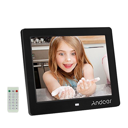 Andoer Marco de Fotos Digital de 8 pulgadas HD 1024x768 LCD con Despertador y Reproductor MP3/MP4 con Control Remoto