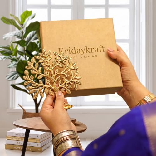Image of KridayKraft Metal Kalpavriksha Tree of Life Showpiece - Gold Wish Fulfilling Tree for Vastu & Feng Shui | Good Luck Gift for Home, Temple, Office & Housewarming