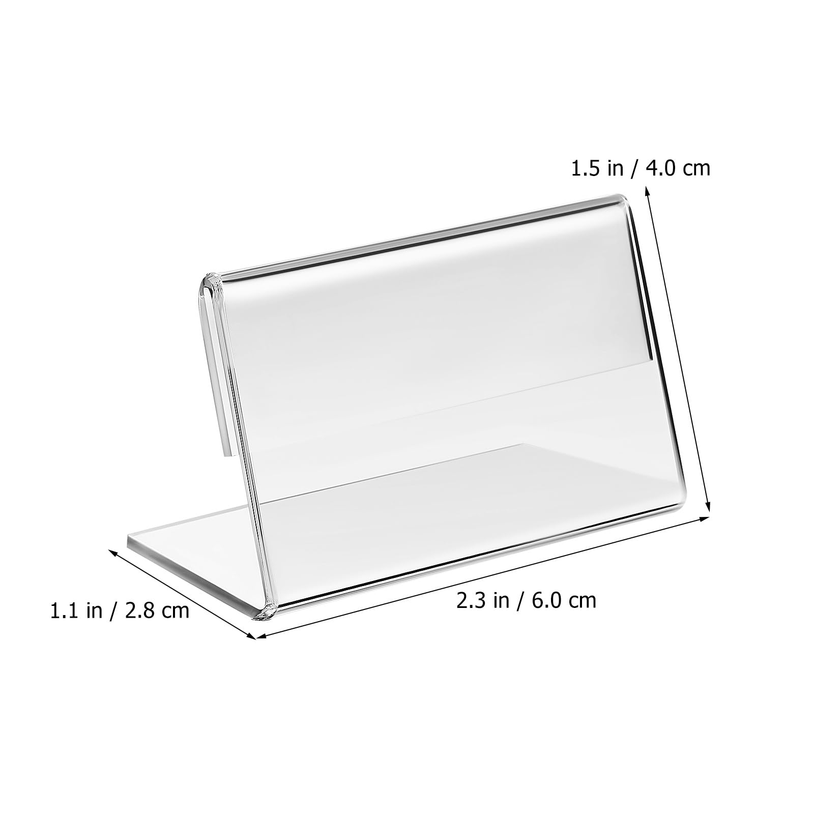 VILLCASE 40Pcs Acrylic Display Stand Clear Slant Sign Holders for Small Cards Name Tags 2.4 X 1.6 Inch Desk Sign Display Organiser - Image 2