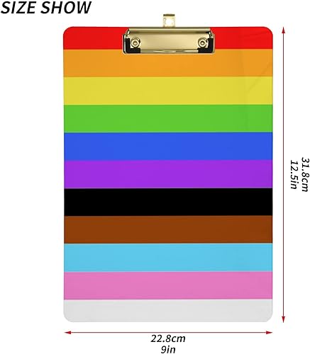 Miniatura 6 de Portapapeles acrílico LGBT Gay Pride Rainbow A4, tamaño carta, tamaño carta, clip de perfil bajo de metal plateado para oficina, escuela, niños y