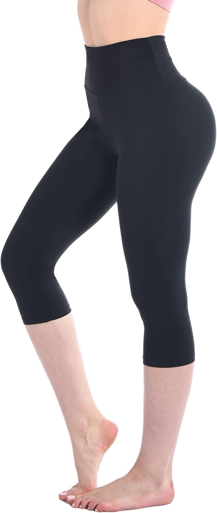 WalifreyCropped Leggings for Women, High Waisted 3/4 Length Leggings for Workout Gym Sports