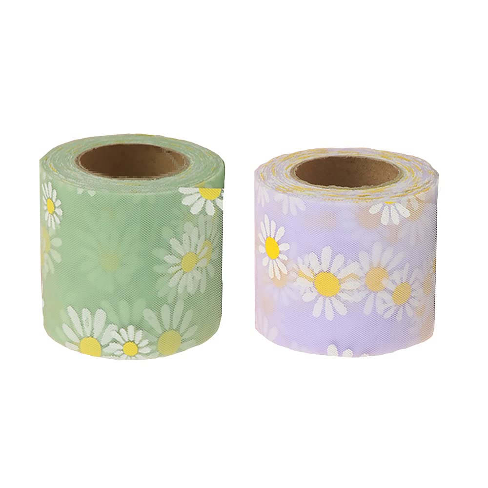Ribbon, 23m Daisy Flowers Multicolor Summer Patterned Ribbons Roll, for Crafts Wreaths Garland Bows Christmas Wedding Party Decoration (Color 12