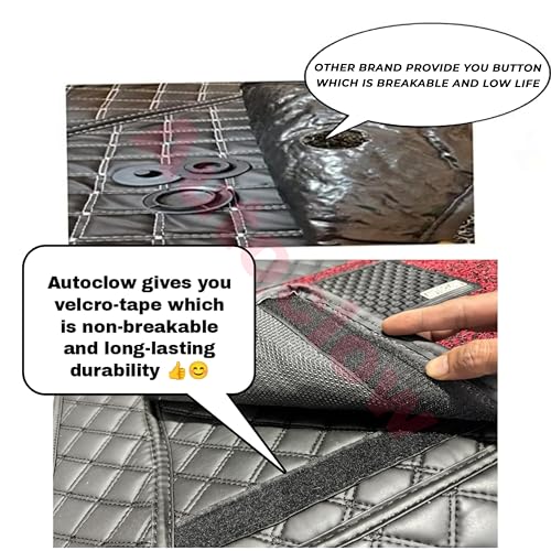 Image of Autoclow /Premium 7D Car Mat for Skoda Rapid (Model : 2012-2025) || Luxury Leather Dual-Stitch 7D Car Floor Mat Full Set || 100% Waterproof || Color : Black Stitch-RED Grass (Design-1)