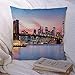 945 Taie D’Oreiller 45x45cm Nouveauté Cadeau Housse De Coussin Brooklyn Bridge Lower Manhattan Infrastructure Skyline Under Landmarks Downtown Business Finance
