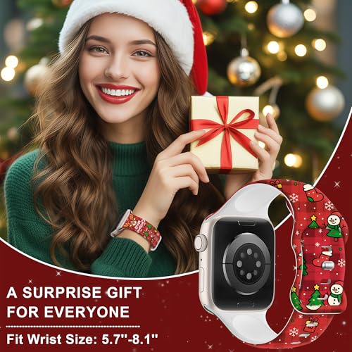 Image of Wipalor Christmas Band for Apple Watch Bands for Women 46mm 45mm 44mm 42mm 49mm, Cute Holiday Christmas iWatch Bands Women, Soft Silicone Sport iPhone Watch Series 11 10 9 SE 8 7 6 5 4 3 Ultra-Reindeer