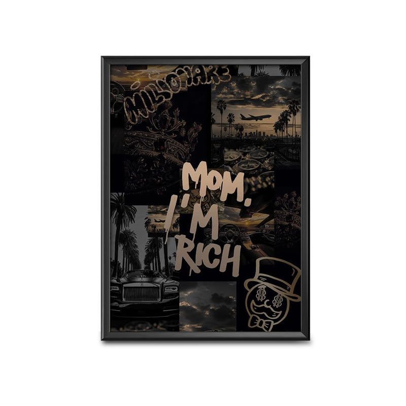 Home Decor Frames - Mom I'm Rich Modern Art Wall Framed Paintings for Office, Dining, Living Room Decoration (8inchx12inch,Framing with Leminated Poster),FWBMARV743-image-2