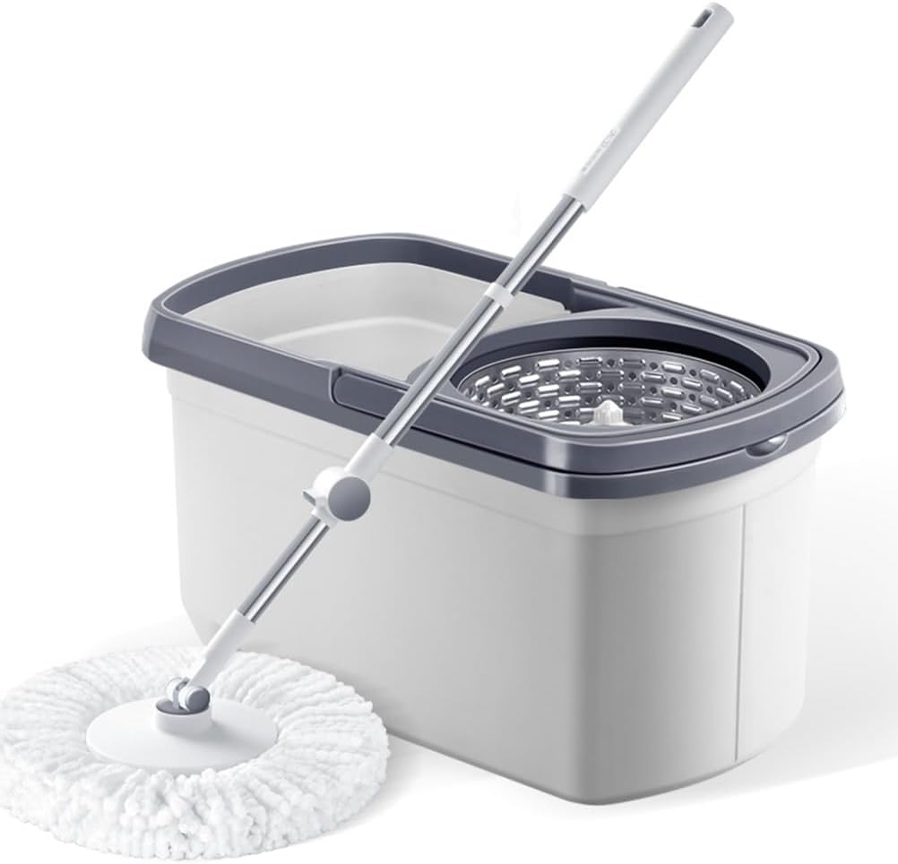 Spin Mop and Bucket Set,Rotating Mop with 2 Microfiber Mop Replacement Heads,Long Handle Mop for Floor Cleaning,Home & Office