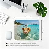 7AN.M Caribbean Swimming Pig with Seagull Gaming/Office Mouse Pad 9.5" x 7.9", Tropical Beach Pig Desk Mat for Summer Vacation Vibes