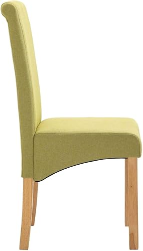 Miniatura 6 de Green Fabric Dining Chairs Set of 6 with Wooden Frame Modern Design for Dining Room Kitchen and Living Room