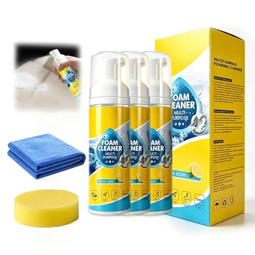 4-in-1 Multi-Enzyme Foam Cleaner Foam Cleaner All Purpose for Car Interior Leather Plastic & Fabric Car Kitchen Bathroom & Sofa Non-Greasy Finish (2pc 150ml)
