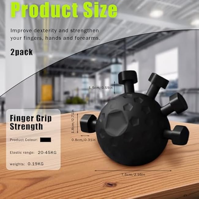 2 Pack Finger Grip Strengthener, Finger Strengthener, Finger Strength Trainer, Powered Gear Power Ball Forearm, Adjustable Hand Grip Strengthener, Grip Strength Trainer Ball