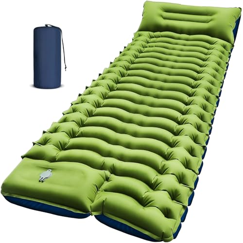 Yuzonc Camping Sleeping Pad, Ultralight Inflatable Camping Mat with Pillow Built-in Foot Pump Portable Inflatable Sleeping Pads Compact for Outdoor Camping, Backpacking, Hiking, Tents