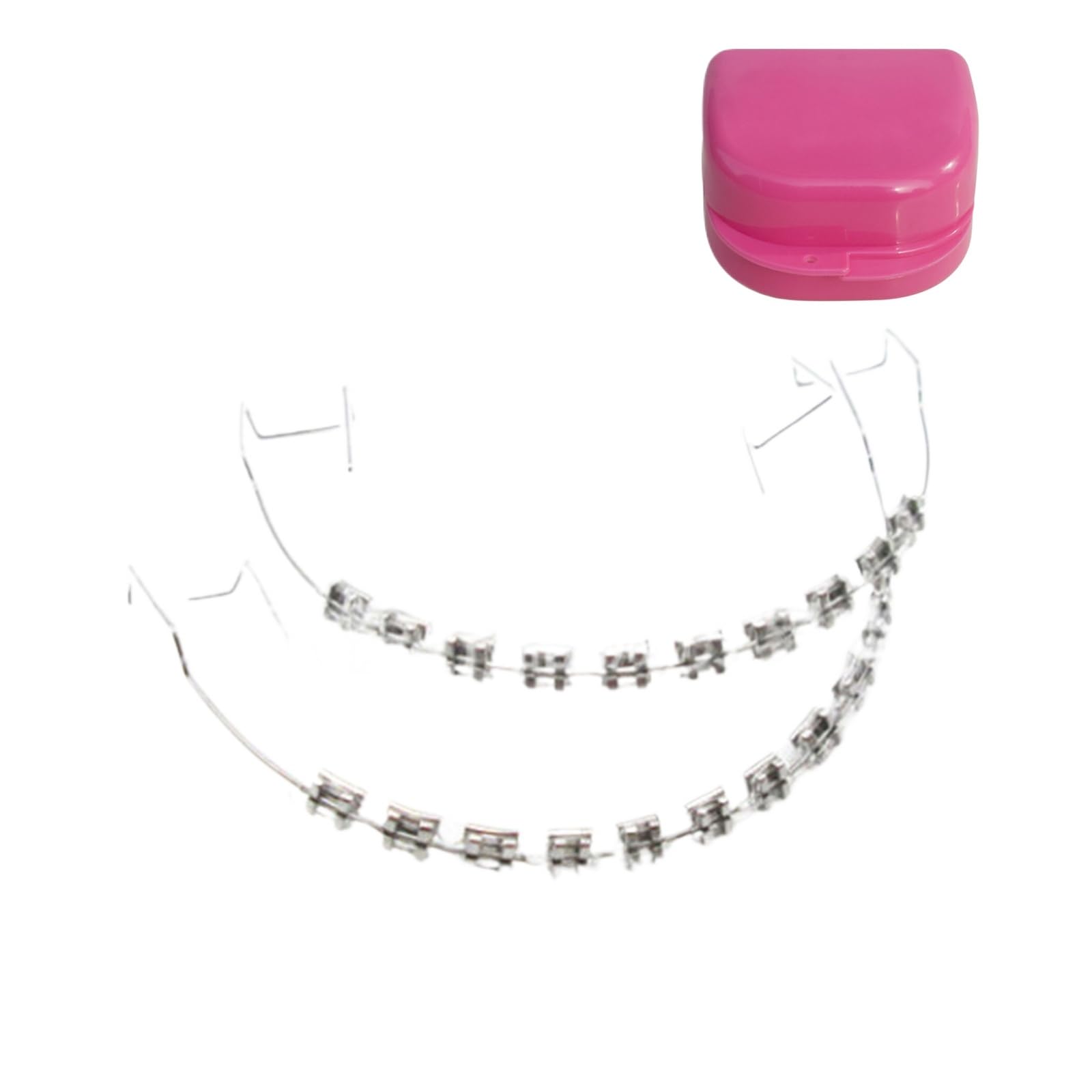 Aparatos dentales falsos temporales, decoración de dientes coloridos con cables de metal y caja, accesorios para estudiantes de odontología
