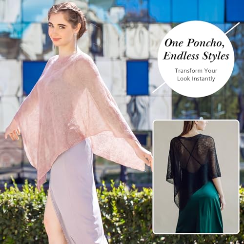 Image of Women Sheer Poncho Shrug Summer Sheer Blouse Top Lightweight Poncho Bolero for Evening Dress