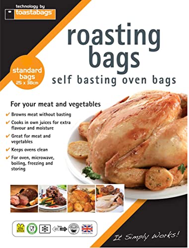 8 bolsas para asar con sello de sabor para hornos y microondas, perfectas para asar pollo, pescado, carne, pavo y verduras, bolsas medianas