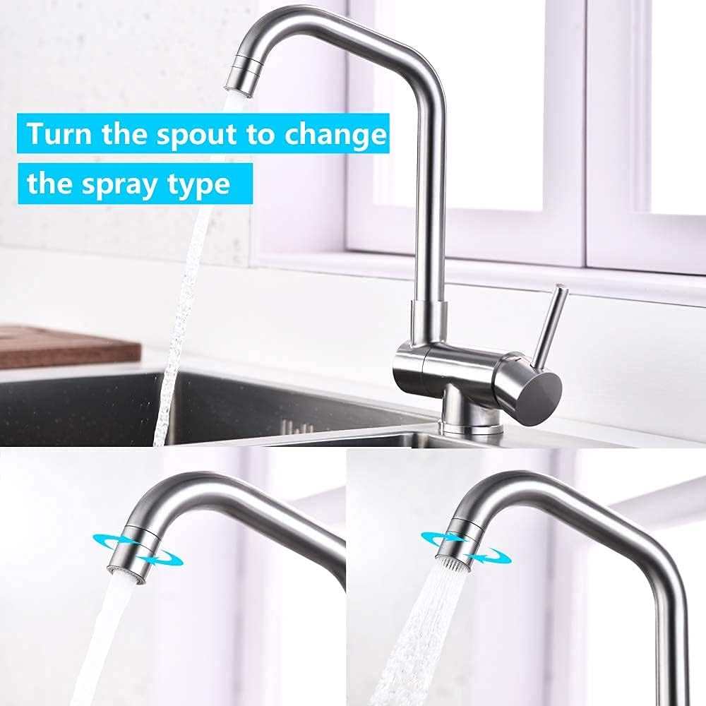 ONECE Grifo Cocina Abatible Con 2 Modos, Mezclador Plegable Para Fregadero | Grifería Monomando para Ventana Frontal Giratorio a 360°, Acero Inoxidable 304 Cepillado