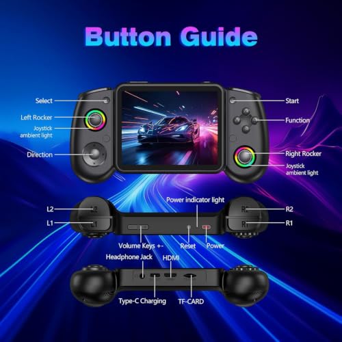 Image of RG43H Pro Retro Handheld Game Console, 4.3 Inch Retro Gaming Console with 4000mAh Battery, RK3562 Opensource Hand Held Games Console, EmuELEC&RGBOX Dual Systems Video Console, HDMI TV Output, Black