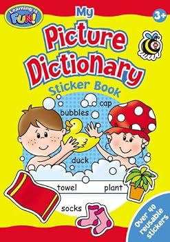 Paperback Picture Dictionary Sticker Book (2 Titles): " Out and About " , " At Home " (Learning Is Fun) Book