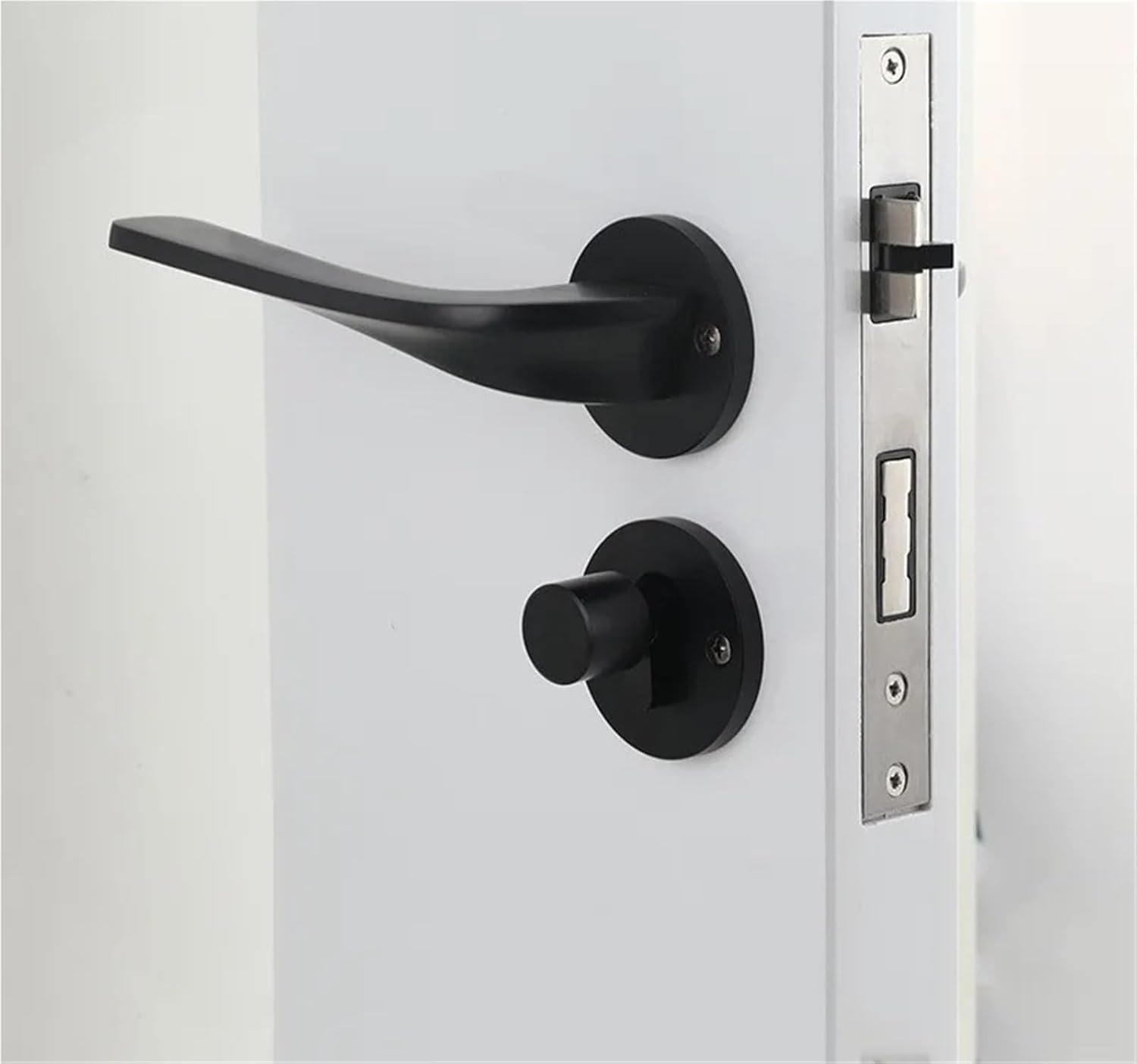 Door Lock Indoor Mute Split Hardware with Key 1Pcs(Black)