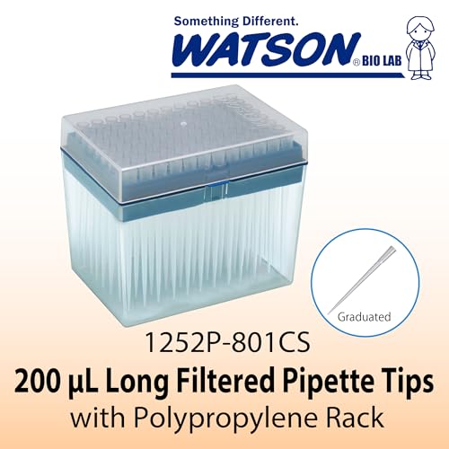Pointes filtrées 200 µL WATSON-BIO-LAB 1252P-801CS avec support polypropylène de 96 pièces