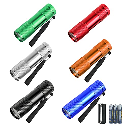 KEPEAK Minilinterna LED de 6 piezas, de aluminio, pequeña linterna para camping, exterior, ciclismo, regalo para el día del niño, senderismo, con pilas AAA premontadas Cover
