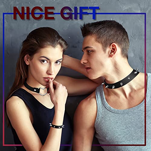 Cunno 13 Pcs Leather Spike Choker Studded Bracelet Cuffs Set Gothic Punk Rock Jewelry Set Costume Accessory3