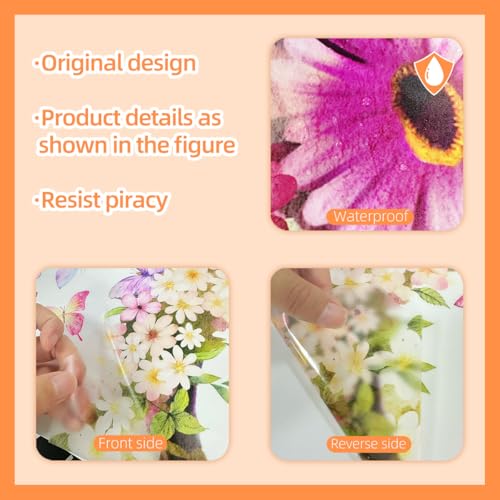 Vinilo decorativo mariposa niña flores rosa 2 piezas miniatura 4