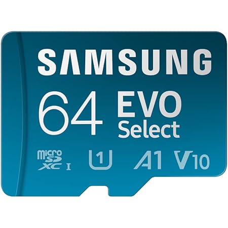 SAMSUNG EVO Select Micro SD -Memory -Card + Adapter, 64GB microSDXC 130MB/s Full HD & 4K UHD, UHS-I, U1, A1, V10, Expanded Storage for Android Smartphones, Tablets, Nintendo -Switch (MB-ME64KA/AM)