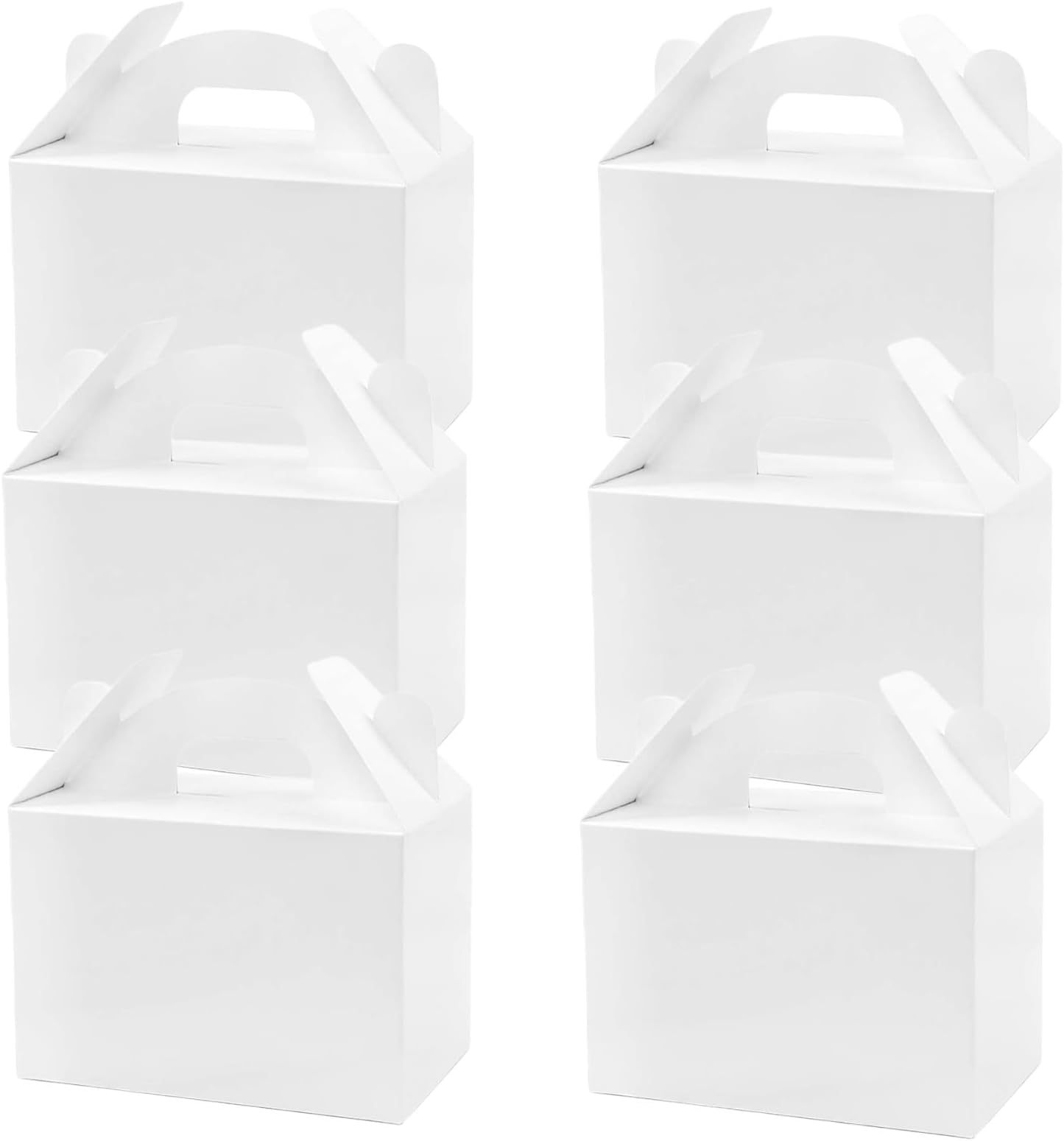 24 Packs White Gift Wrapping Boxes Repurposable Present Cardboard Box With Carrying Handle DIY Blank Box Halloween Christmas New Year's Day Weddings Birthdays Anniversaries