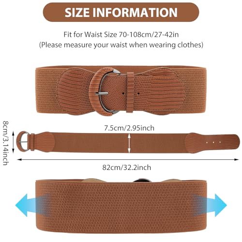 Women Wide Elastic Belt, Adjustable Stretch Waist Belt Vintage Chunky Waistband Stretchy Cinch Belt for Dress Jean4