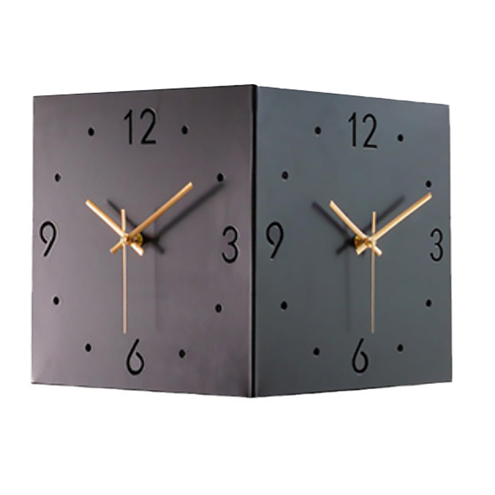 Modern Decorative Art Corner Wall Clock - Double Sided Square Digital Wall Clock in Yellow, Silent & Sensor Luminous for Living Room Decor
