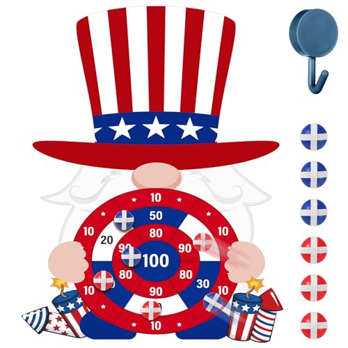 Seenelling 250 Anniversary Games Set 4th of July Patriotic Dart Board Games with 6 Sticky Ball Independence 1776-2026 American Day Party Favor for Red White and Blue Throwing Outdoor(Top Hat)