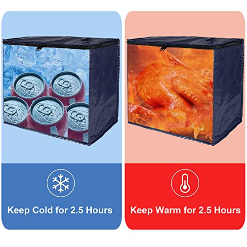 Beegreen 2 Packs Grey Cooler Bags Insulated Food Delivery Bags Collapsible Reusable Grocery Bags Insulated Shopping Bags For Groceries Pizza X-Large Catering Supplies #TOP4