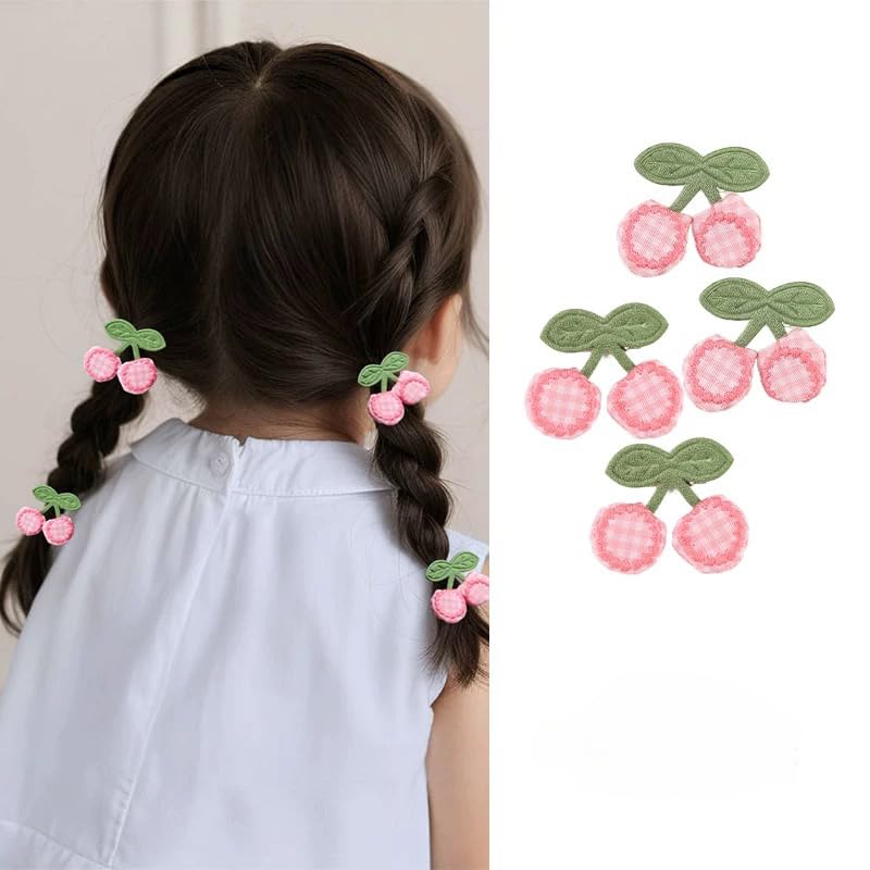4Pcs Pink Fabric Cherry Hair Clips for Women Girls Sweet Hairpins Pink Barrettes Duckbill Hair Accessories, Cute Clips and Barrettes for Beauty and Personal Care image 4